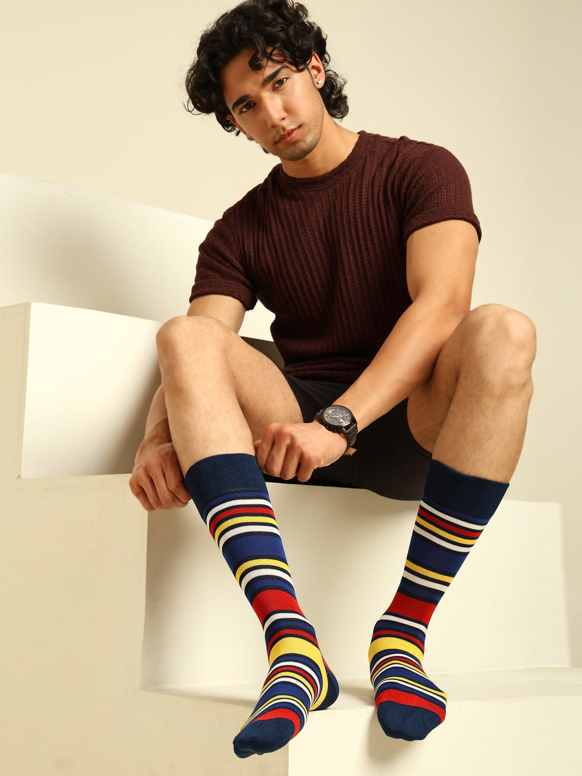 Naturefab Men's Bamboo Full Length socks Multicolour Stripes-4