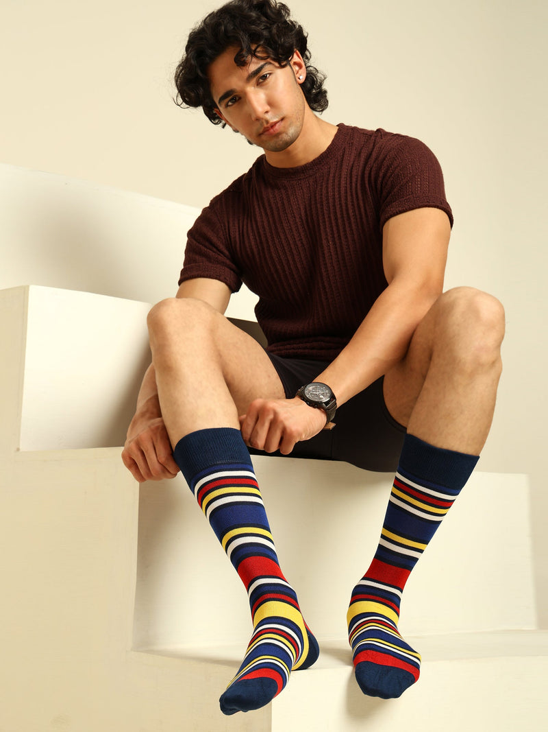 Naturefab Men's Bamboo Full Length socks Multicolour Stripes-4