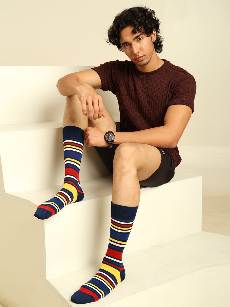 Naturefab Men's Bamboo Full Length socks Multicolour Stripes-5