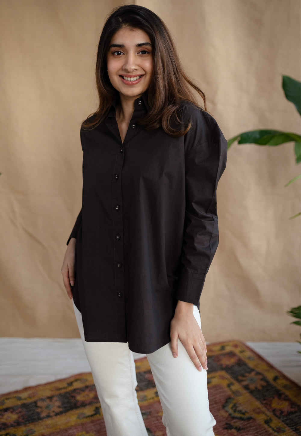 TIECO DyeVerse - Black Poplin Cotton Embroidered Shirt