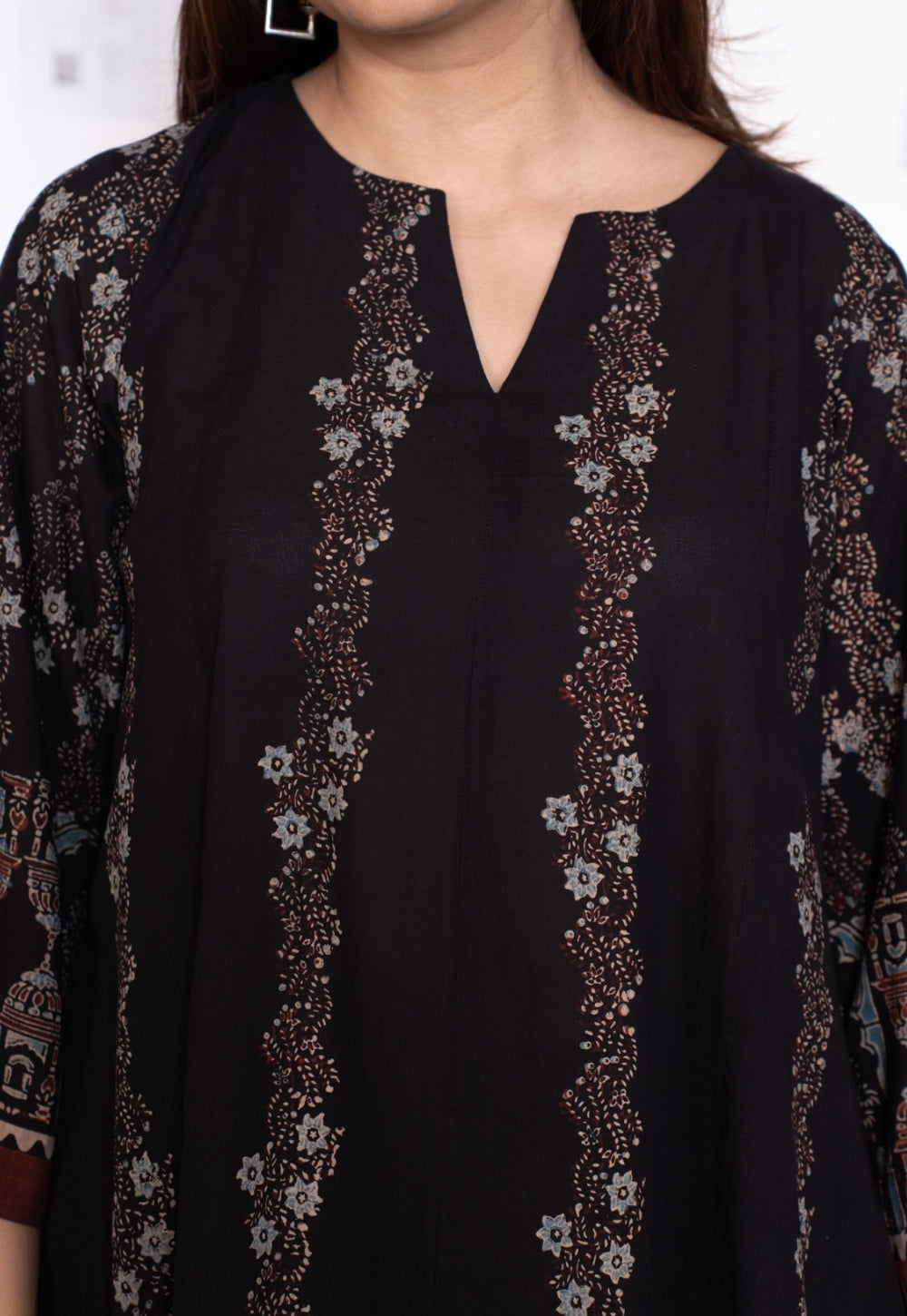Prisha Black Ajrakh Cotton kali Kurta