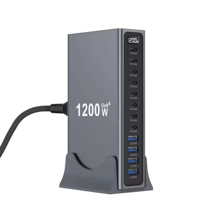 WISTAR WISTAR 1200W USB C Charger Block, 12-Port GaN Charging Station, 140W PD PPS AVS Fast Charger Hub for MacBook Pro/Air, iPhone 17 Pro Max/17 Air/16 Series, Samsung Galaxy S26 Series, iPd - image 1