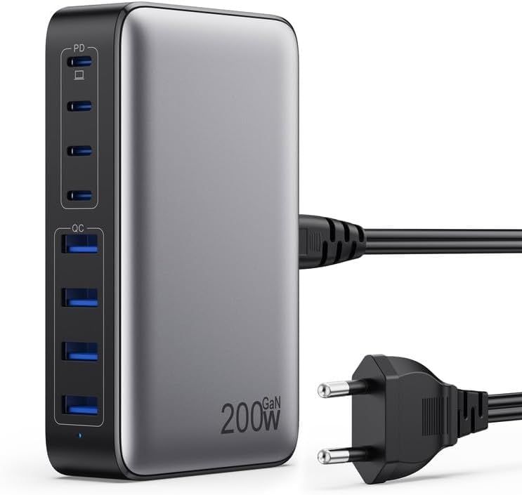 WISTAR WISTAR 200W GaN III USB C Charging Station, 8-Port Fast Charger with 65W PD & PPS, Multiport Desktop Charger for MacBook Pro/Air, iPhone 16/15, iPad, Steam Deck, Samsung Galaxy, Laptop, Tablet & More - image 1