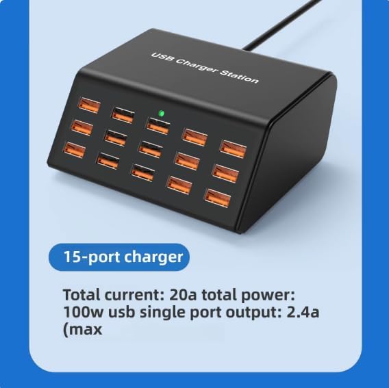 WISTAR WISTAR 15-Port-USB Charging Station 100W Multi-Port USB.Charger Hub, 5V/2.4A Intelligent Desktop Charging Dock for iPhone, iPd, Samsung Galaxy, Android Phones, Tablets, Earbuds & USB-Devices - image 3