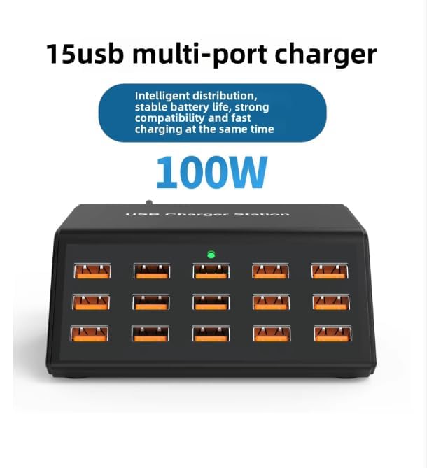 WISTAR WISTAR 15-Port-USB Charging Station 100W Multi-Port USB.Charger Hub, 5V/2.4A Intelligent Desktop Charging Dock for iPhone, iPd, Samsung Galaxy, Android Phones, Tablets, Earbuds & USB-Devices - image 2