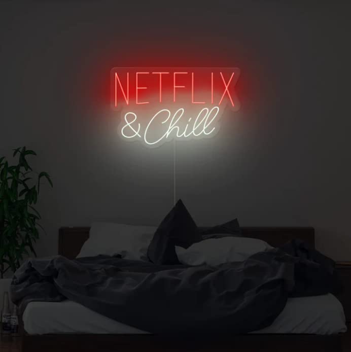 Nettflix and chill Neon Signs, Colorful Neon  and Inspiring Neon Signs for Bedroom, Living Room, Kitchen, Bathroom, Wall Decor, 10x18 Inches | Neon Signs India — Image 1