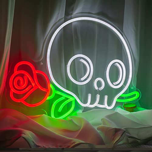 Skull Neon Signs Skeleton Flower Neon Light LED Neon Light Sign Ghost Wall Night Lights Cool Neon Sign Decor for Room Bedroom Bar Christmas Halloween Birthday Party | Neon Signs India — Image 7