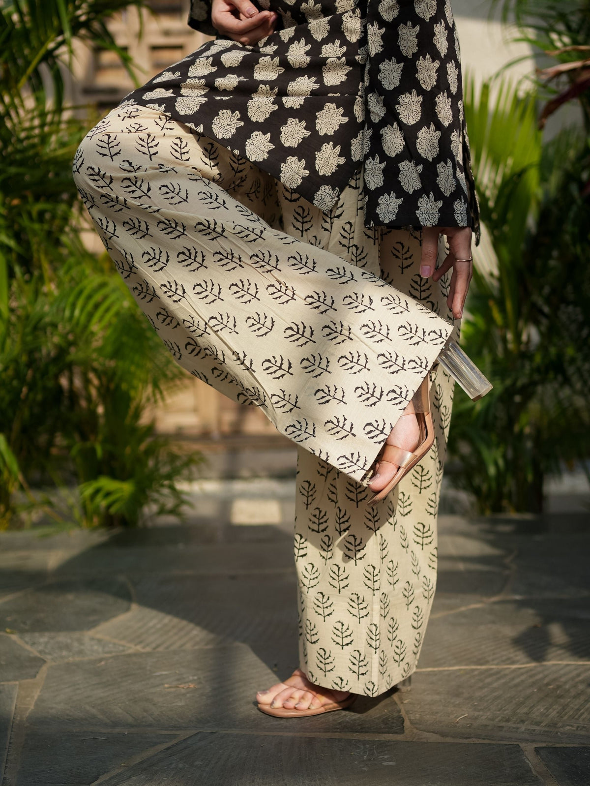 Jasmin Black Cotton Kurta Set with Farshi Salwar with Cotton Dupatta