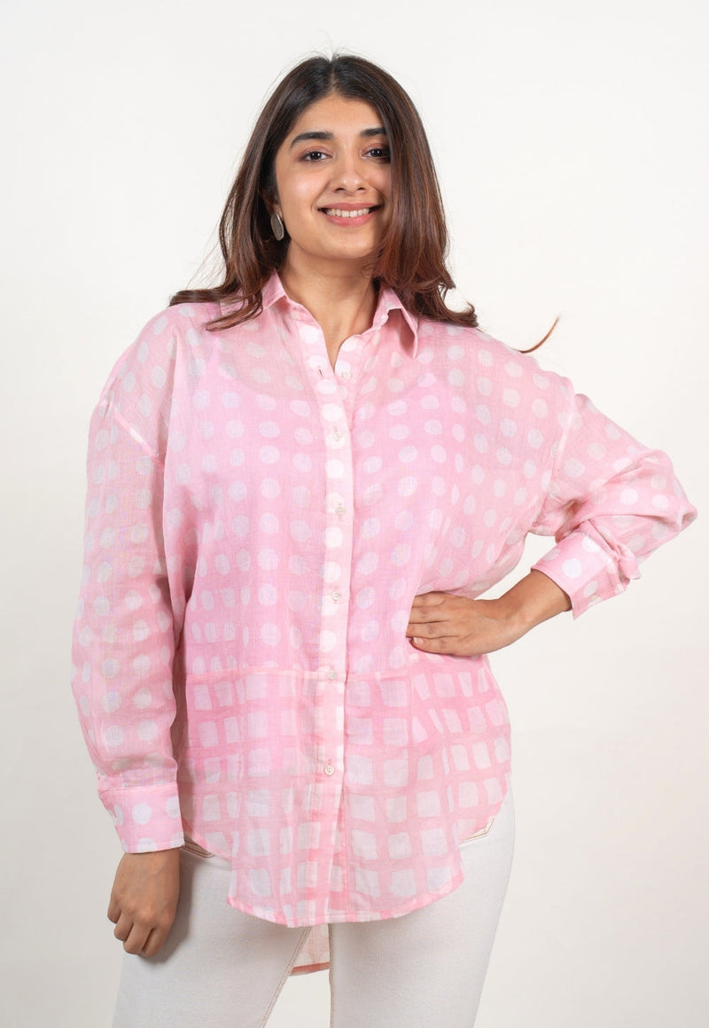 Ruhi Pink Batik MulMul Anti-Fit Shirt