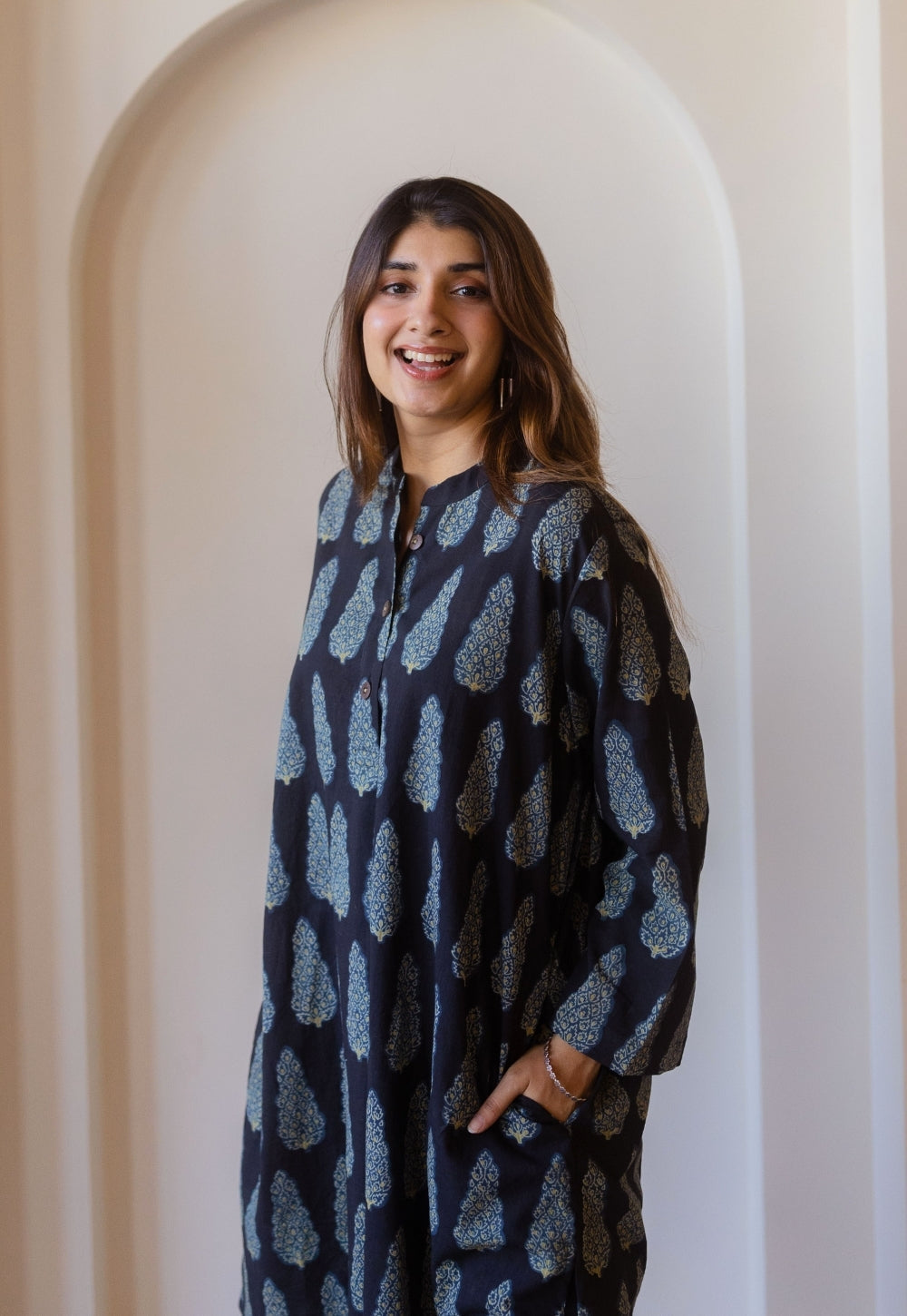 Ayaat Black Ajrakh Cotton Anti-Fit Kurta