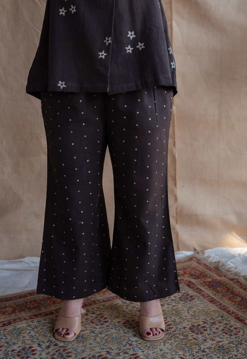 Samita Charcoal Straight Dabu Slub Cotton Co-Ord Set (Set of 2)