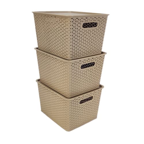 Set Of 3, Plastic Storage Organizers | Baskets With Lid