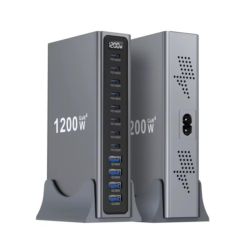WISTAR WISTAR 1200W GaN USB C Charger, 12-Port Charging Station with 140W PD PPS AVS, Fast Charger Hub for MacBook, iPhone, Samsung Galaxy, iPd and More - image 1