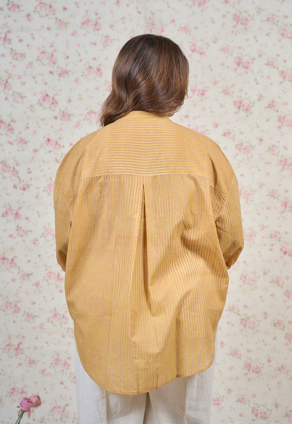 Claire Yellow Sanganeri Mul Cotton Straight Short Top