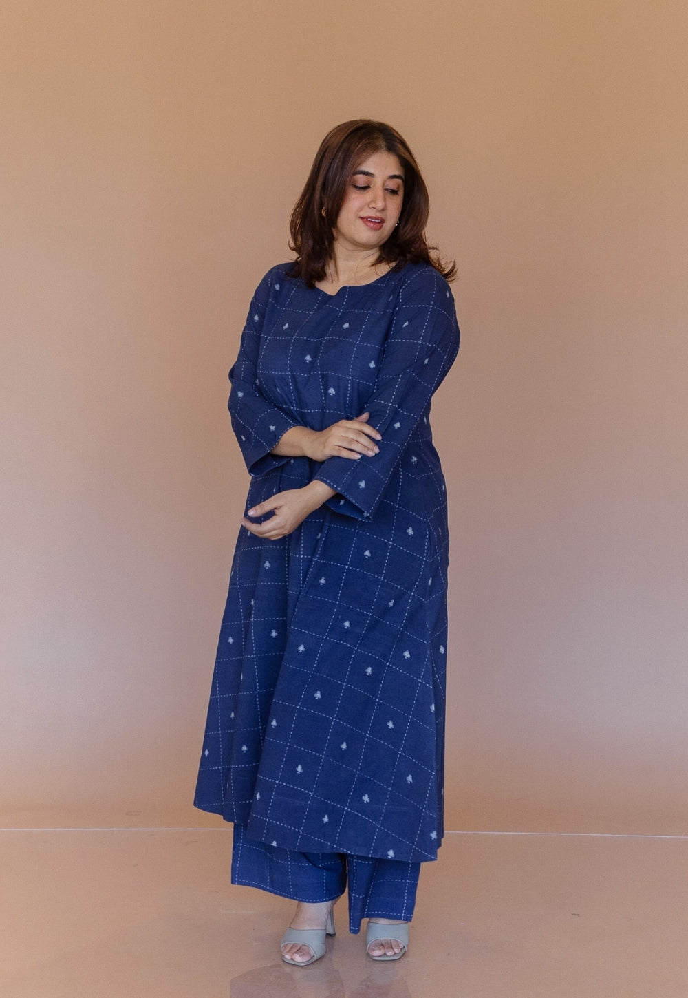 Shriya Blue Dabu Cotton A Line Co-Ord Set