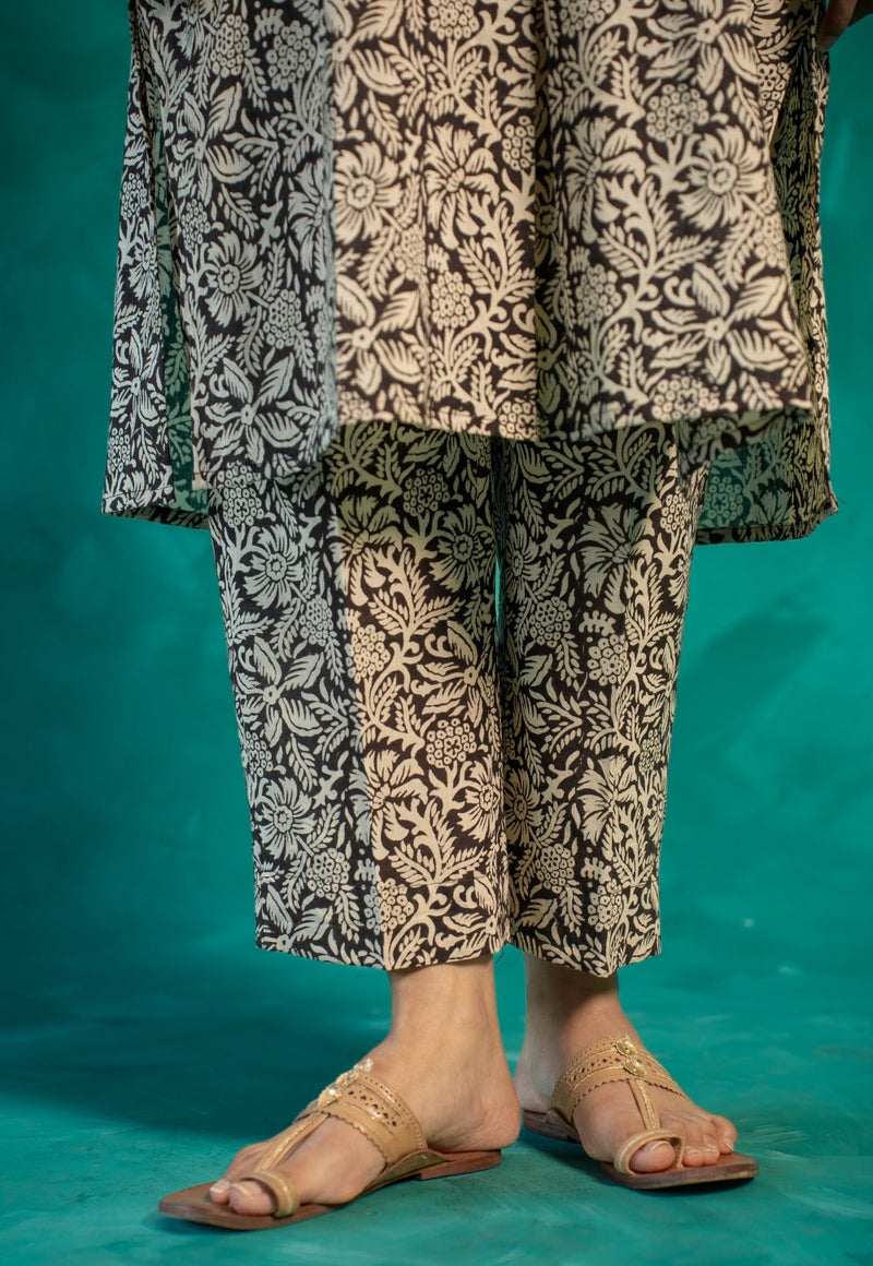 Nikita Black Bagru Cotton Straight Co-Ord Set