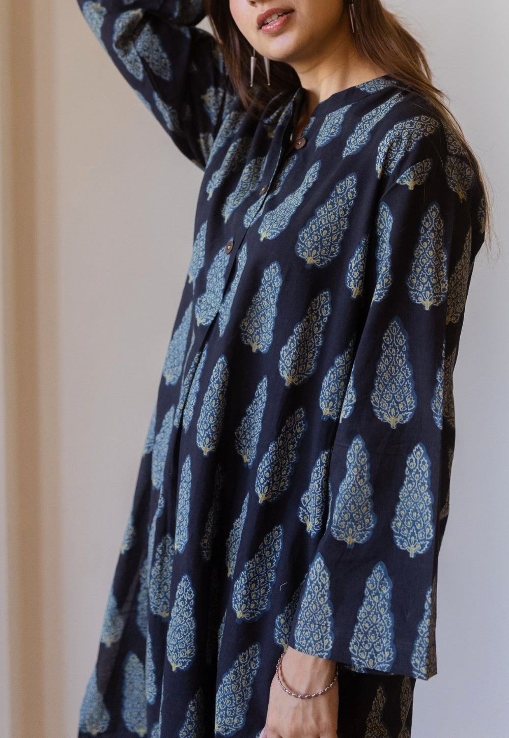 Ayaat Black Ajrakh Cotton Anti-Fit Kurta