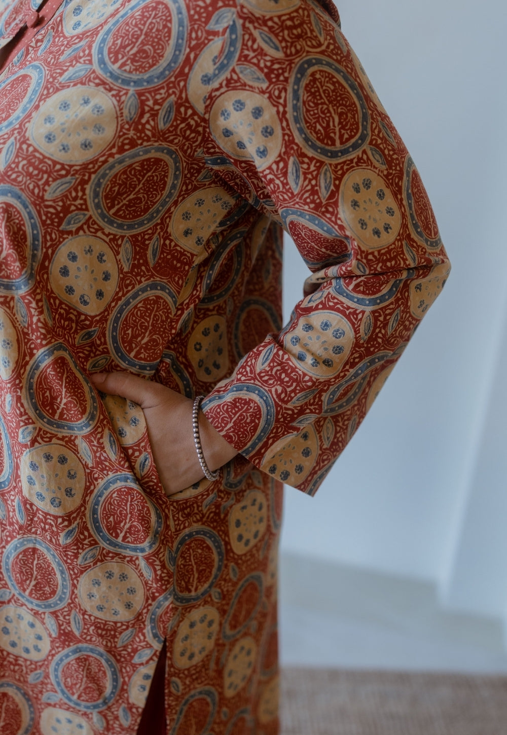 Aarna Red Ajrakh Cotton Straight Kurta