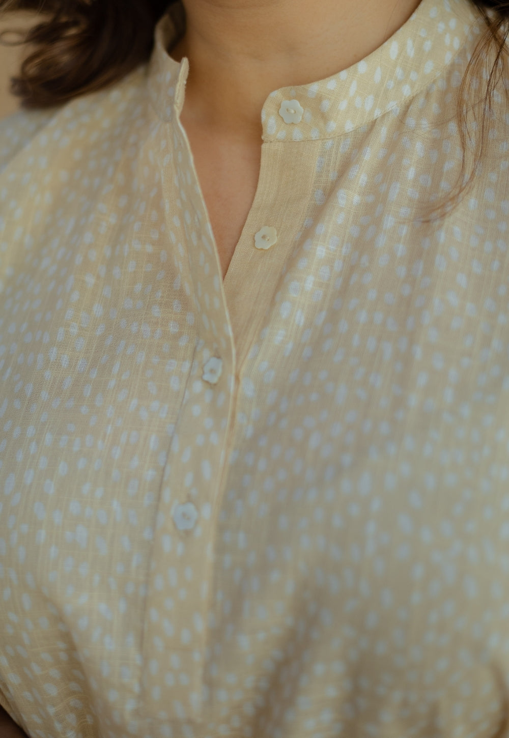 Nashwa Cream Hand Block Print Slub Cotton A Line Kurta