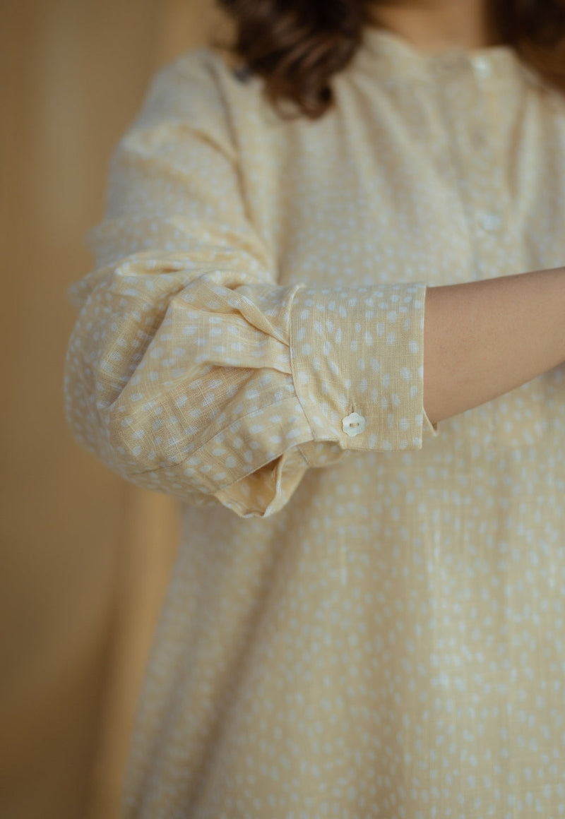 Nashwa Cream Hand Block Print Slub Cotton A Line Kurta
