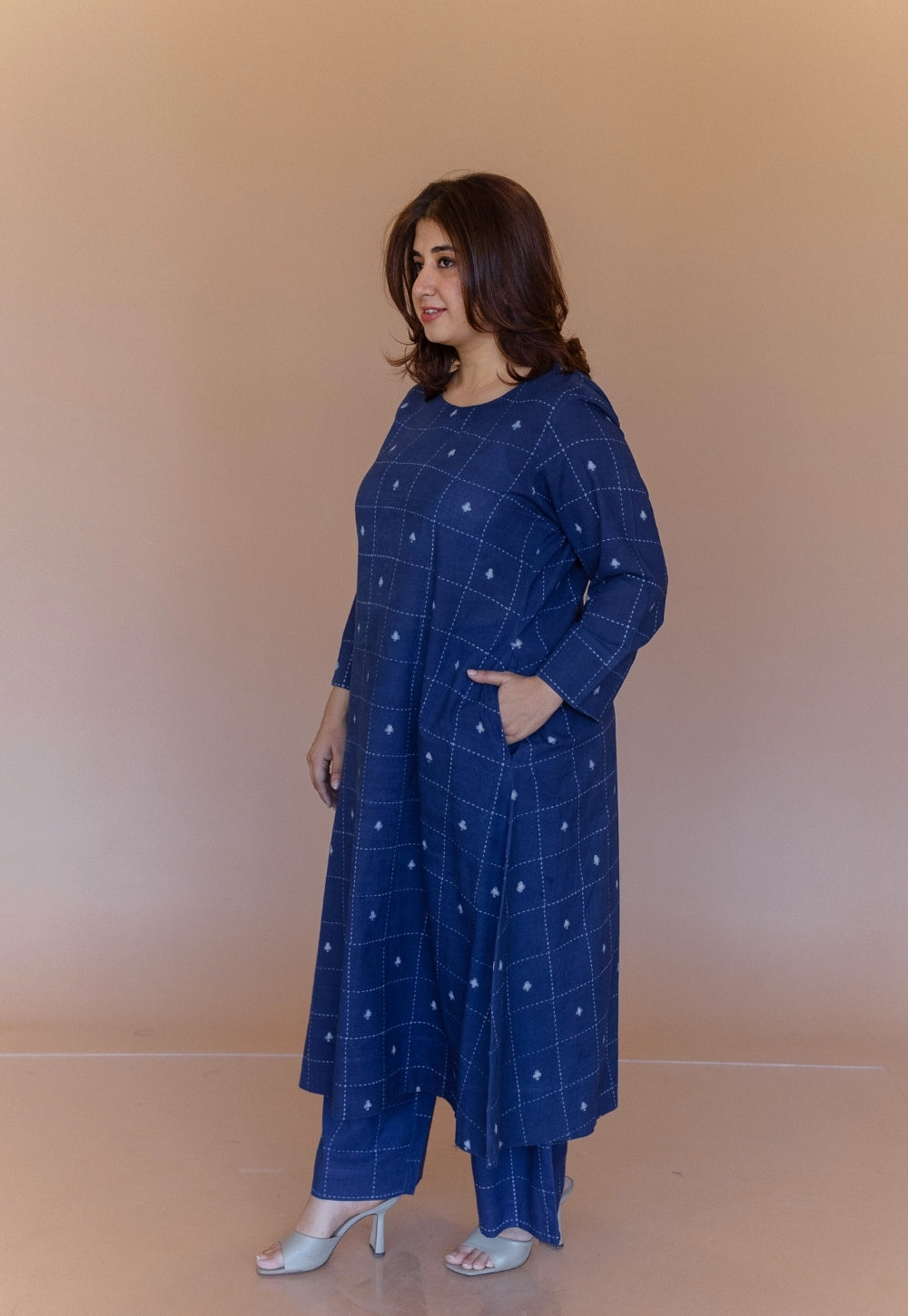 Shriya Blue Dabu Cotton A Line Co-Ord Set