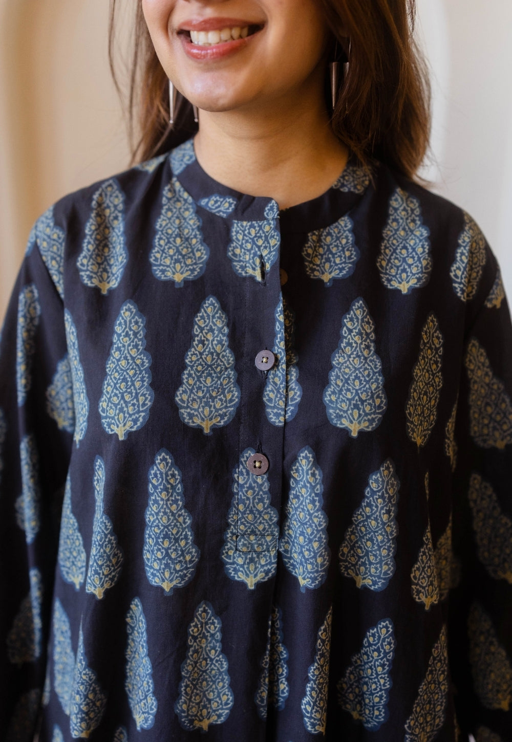 Ayaat Black Ajrakh Cotton Anti-Fit Kurta