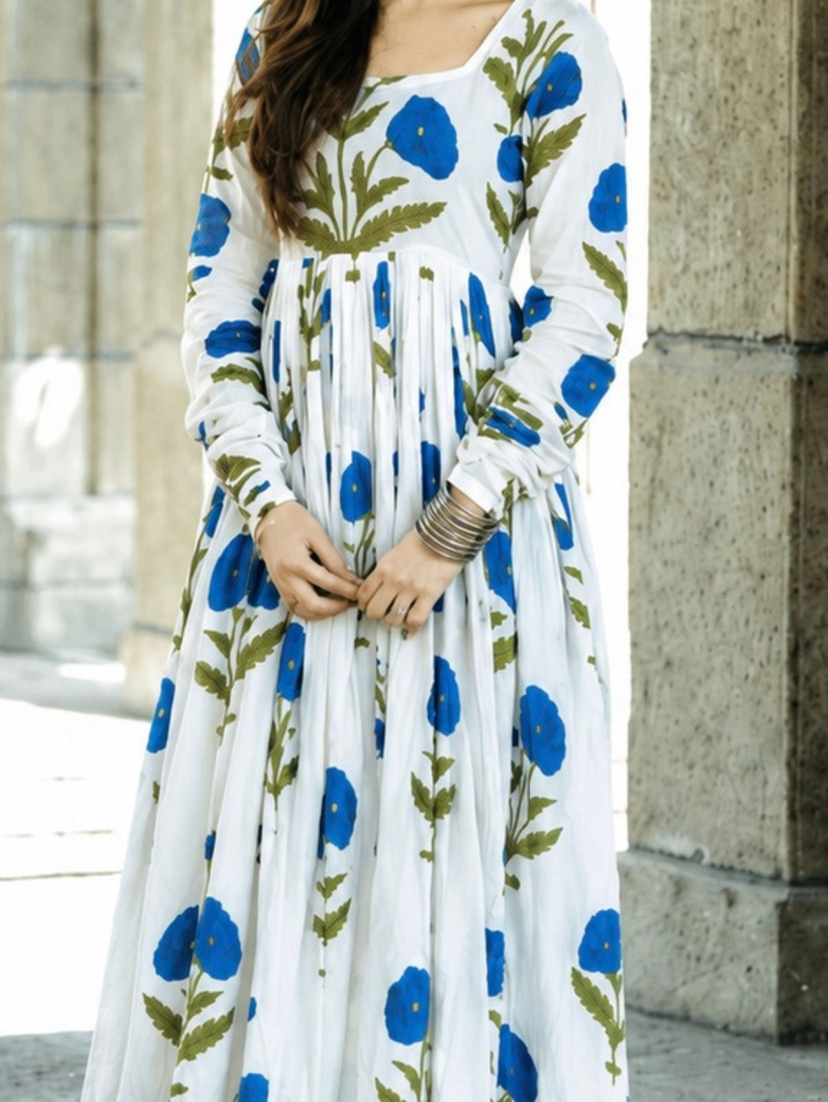 Blue Traditional Cotton Gher Kameez
