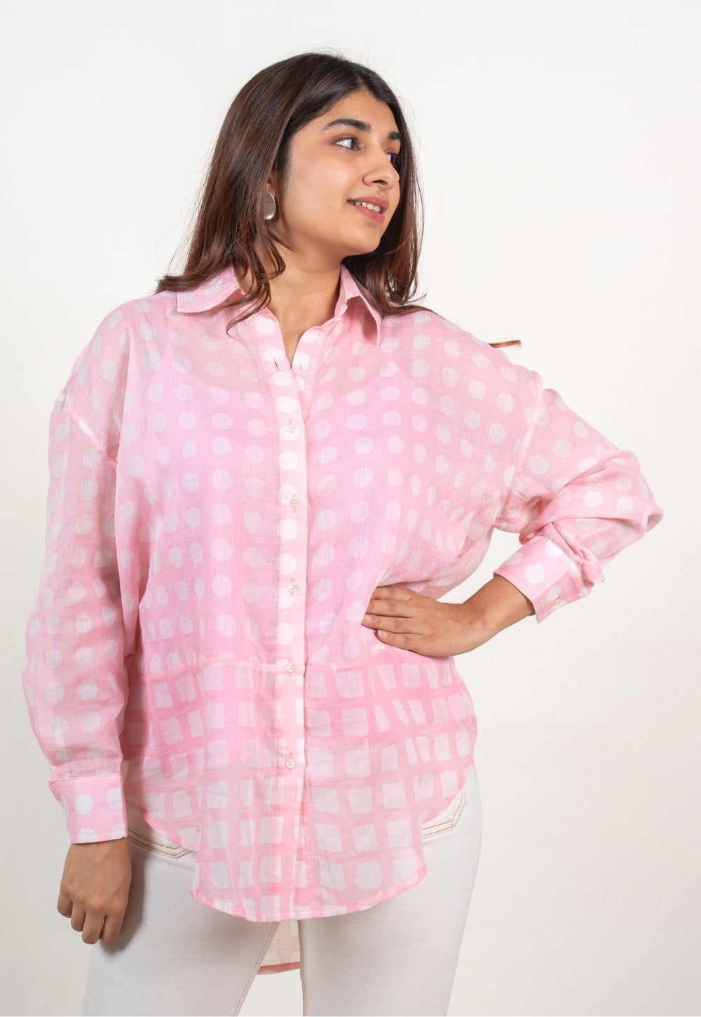Ruhi Pink Batik MulMul Anti-Fit Shirt