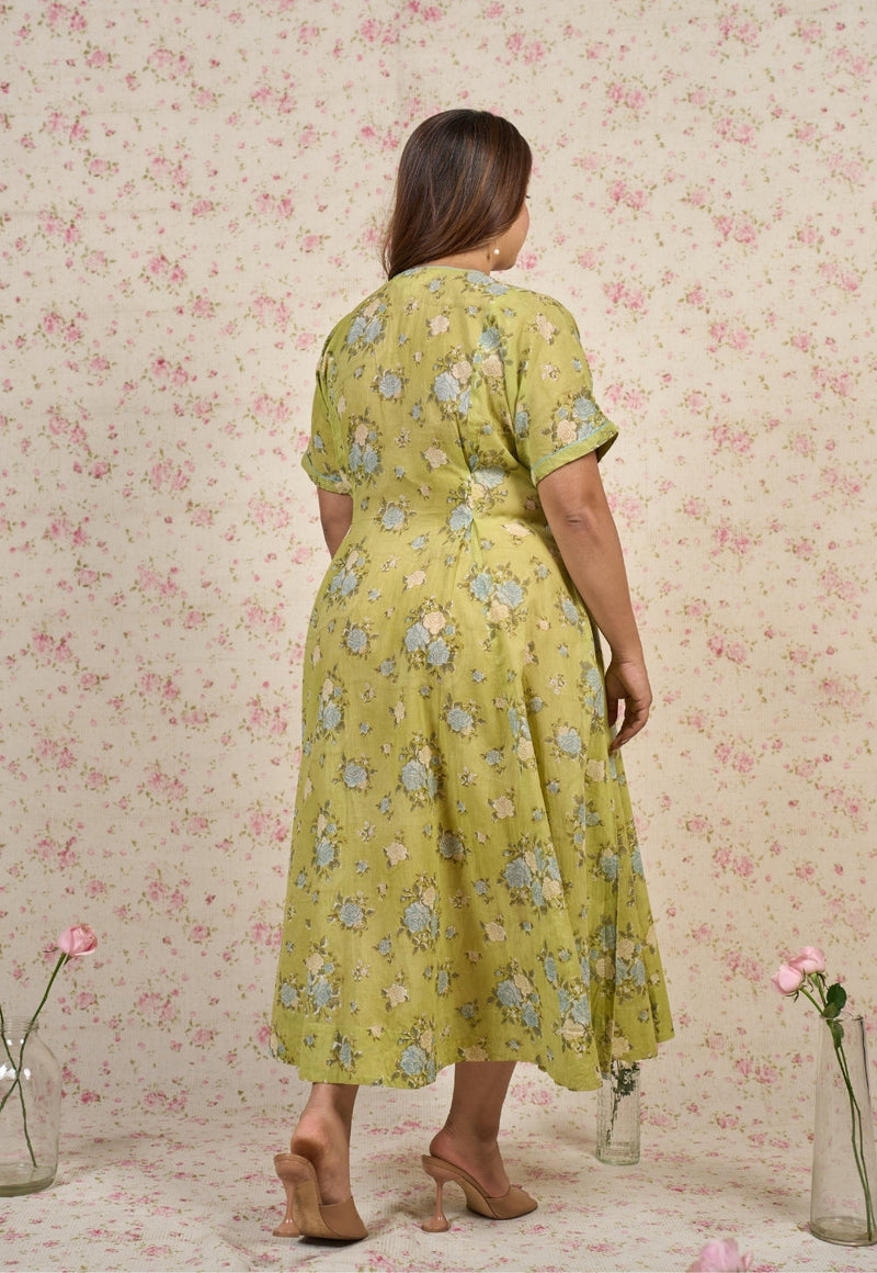 Grace Sanganeri Mul Cotton A Line Dress