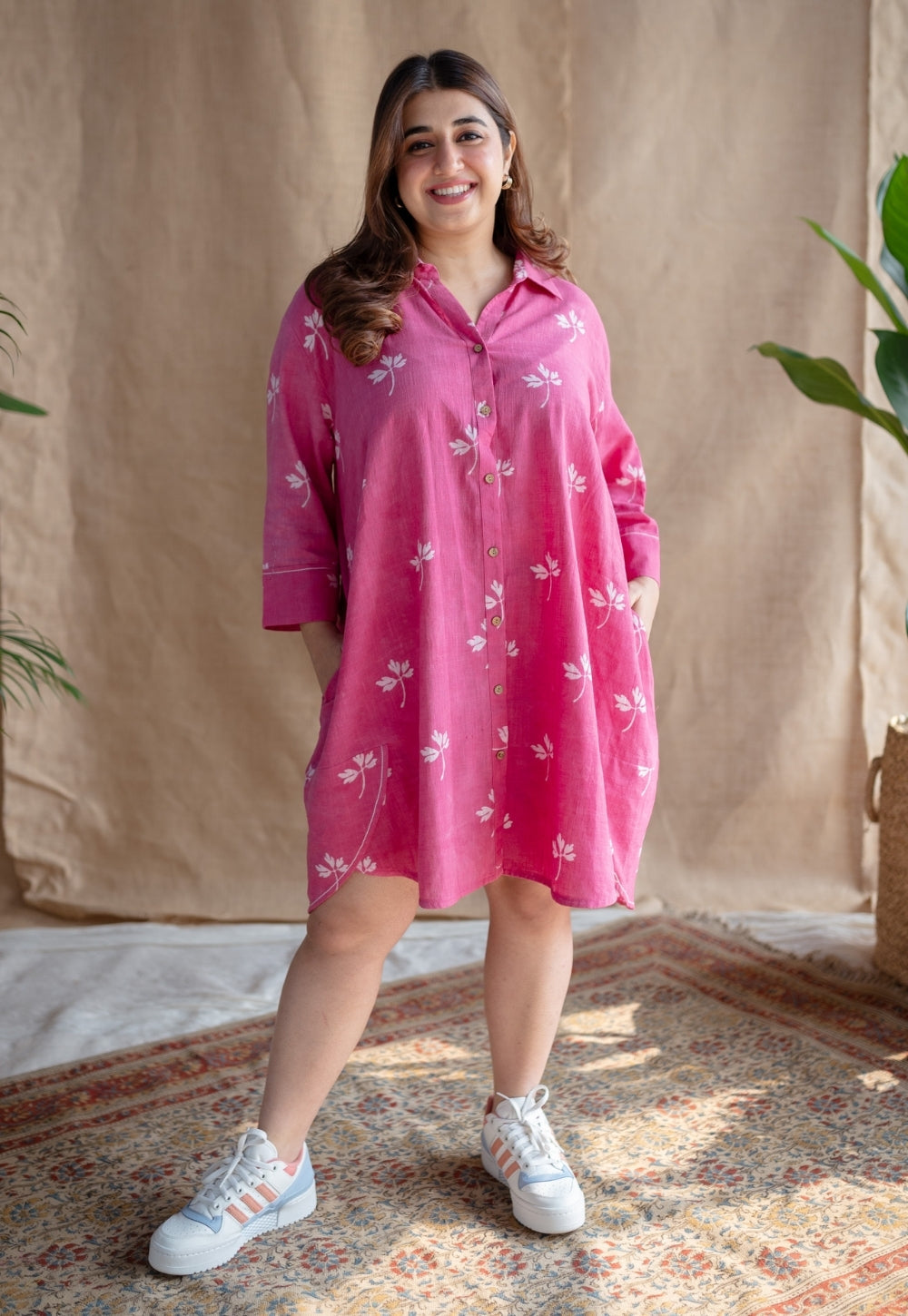 Elijah Dabu Slub Cotton Embroidered Dress