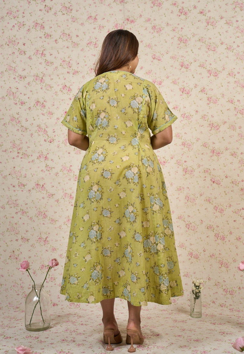 Grace Sanganeri Mul Cotton A Line Dress