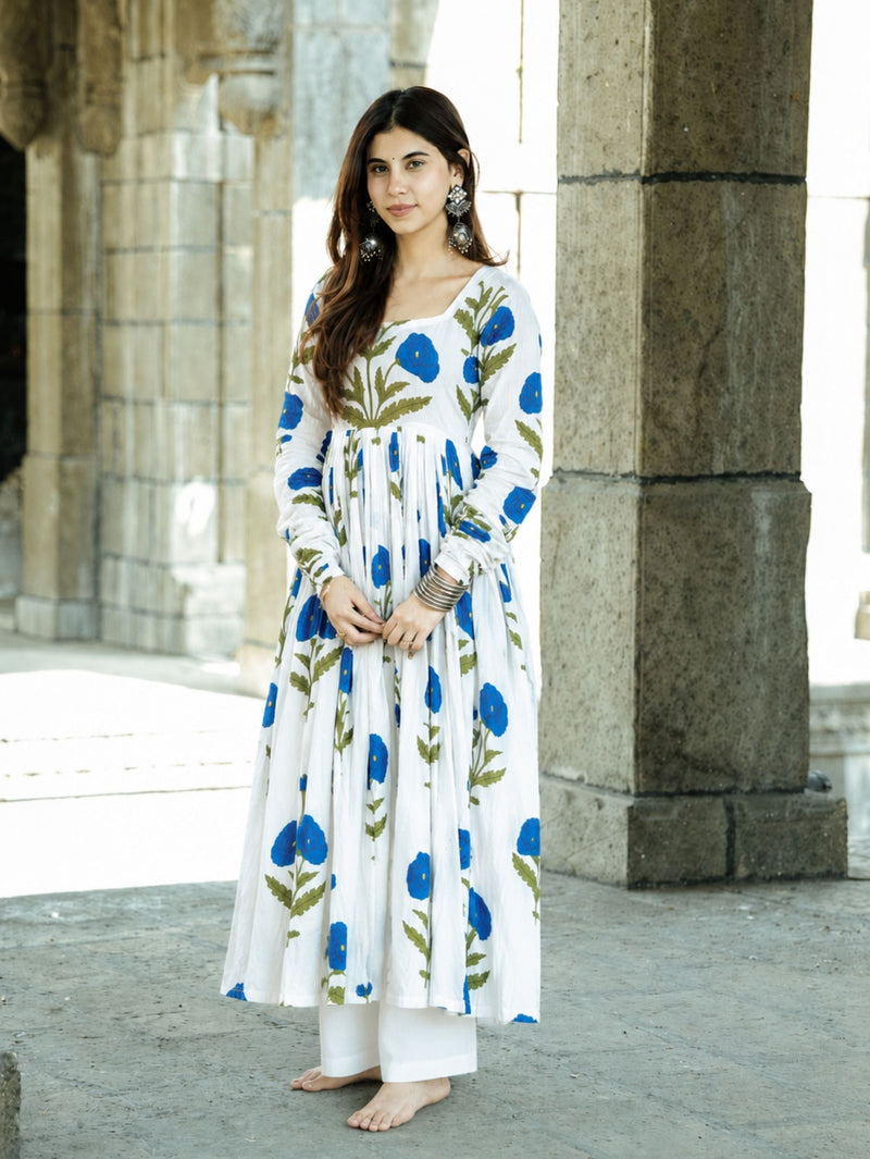 Blue Traditional Cotton Gher Kameez