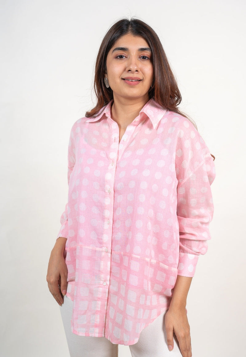 Ruhi Pink Batik MulMul Anti-Fit Shirt
