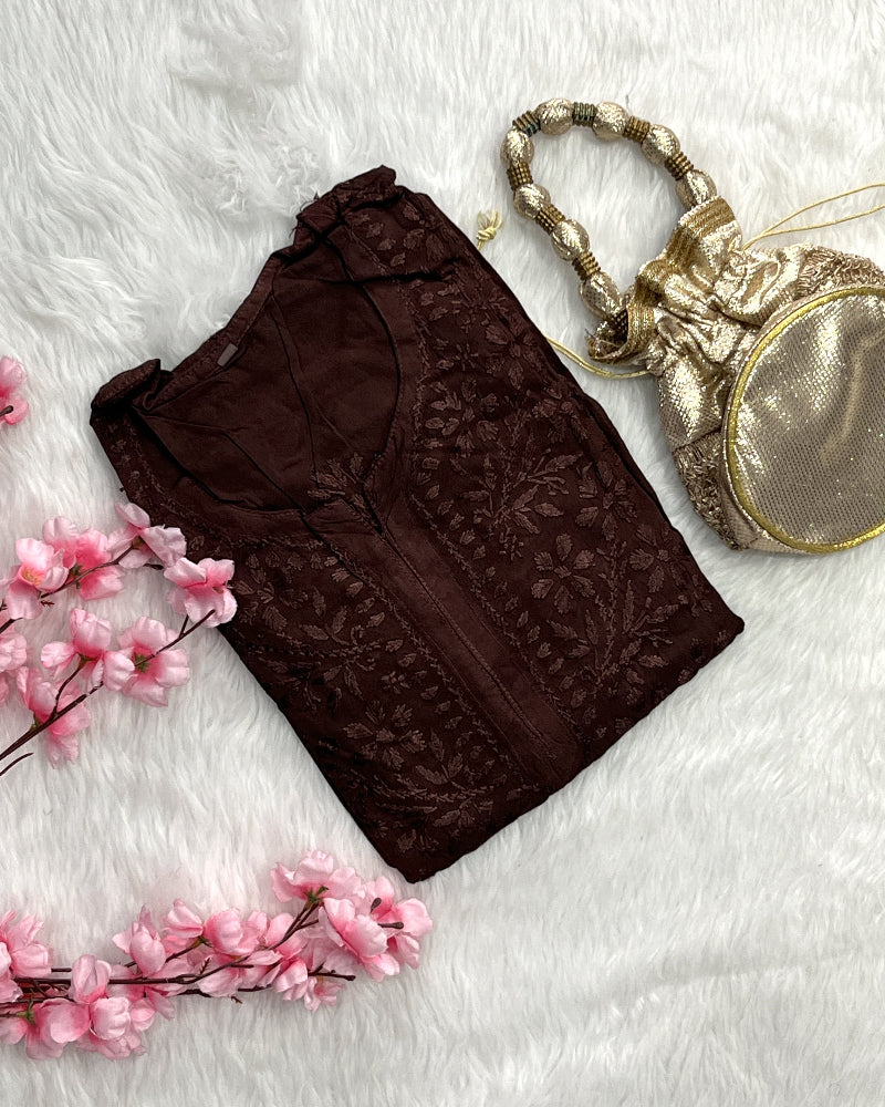 Dina | Chikankari Rayon Long Kurti