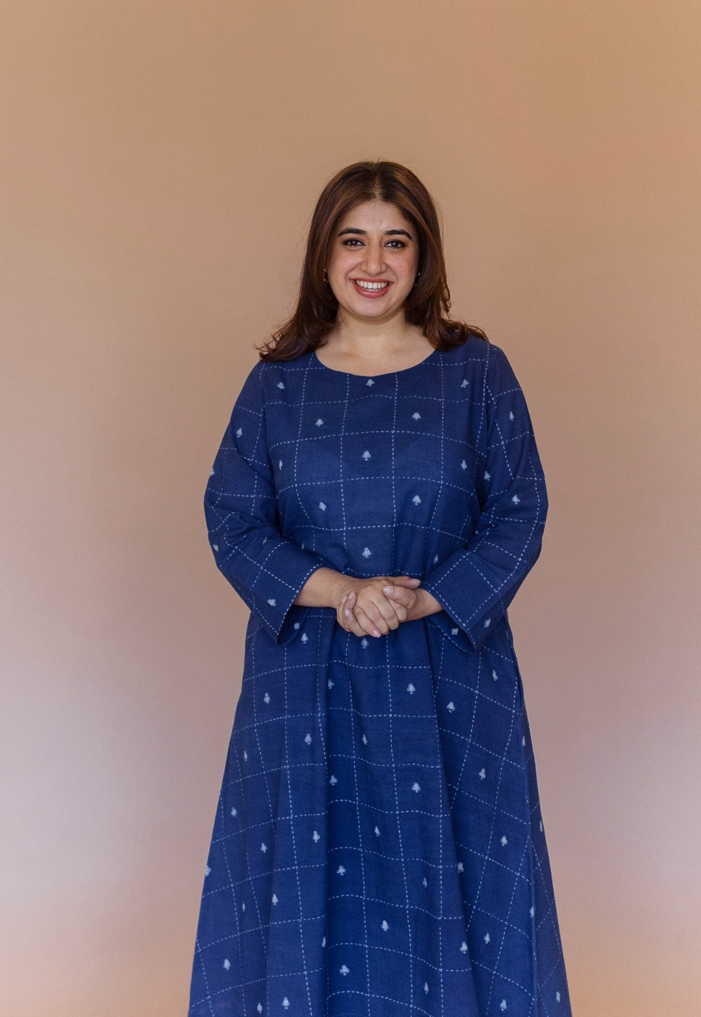 Shriya Blue Dabu Cotton A Line Co-Ord Set