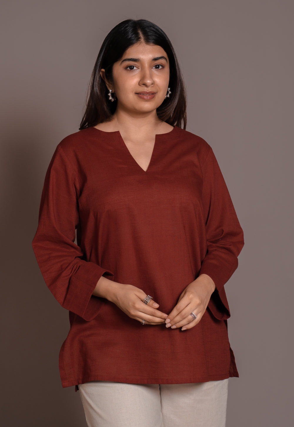 Madder Solid Slub Cotton Straight Short Top - DyeVerse
