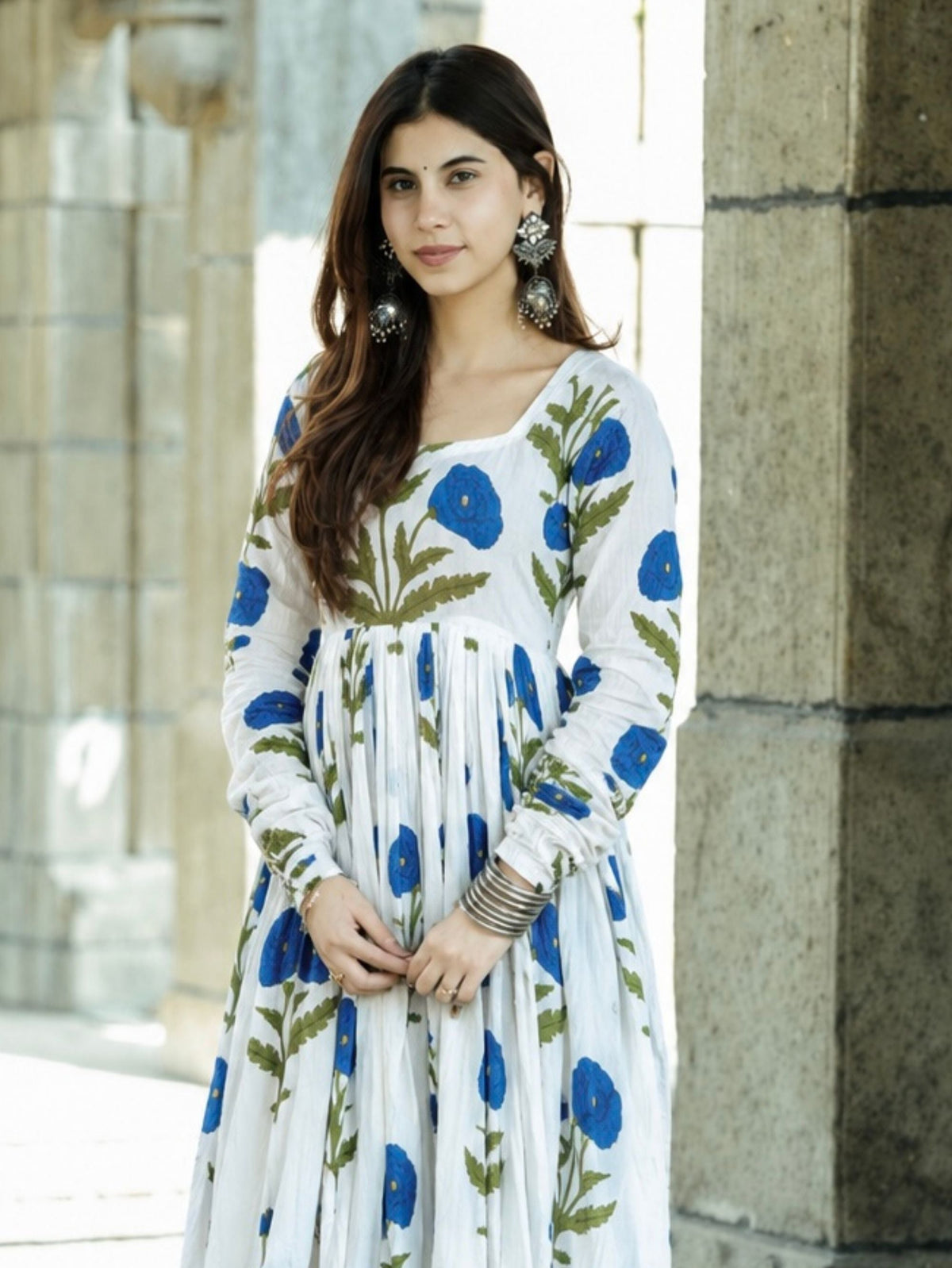 Blue Traditional Cotton Gher Kameez