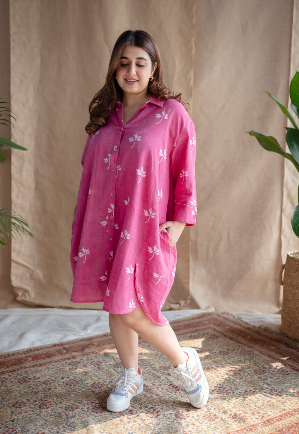 Elijah Dabu Slub Cotton Embroidered Dress