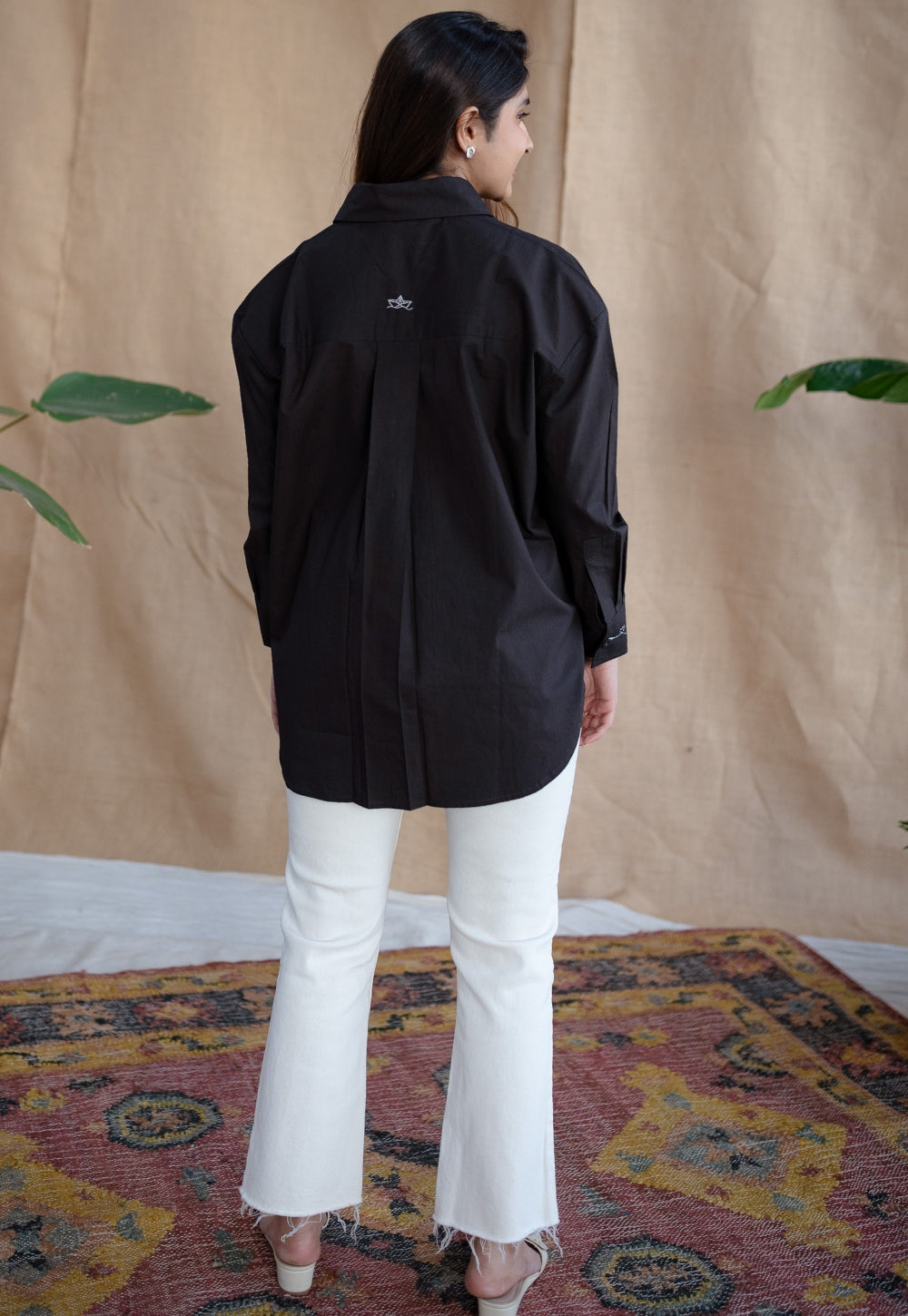 TIECO DyeVerse - Black Poplin Cotton Embroidered Shirt
