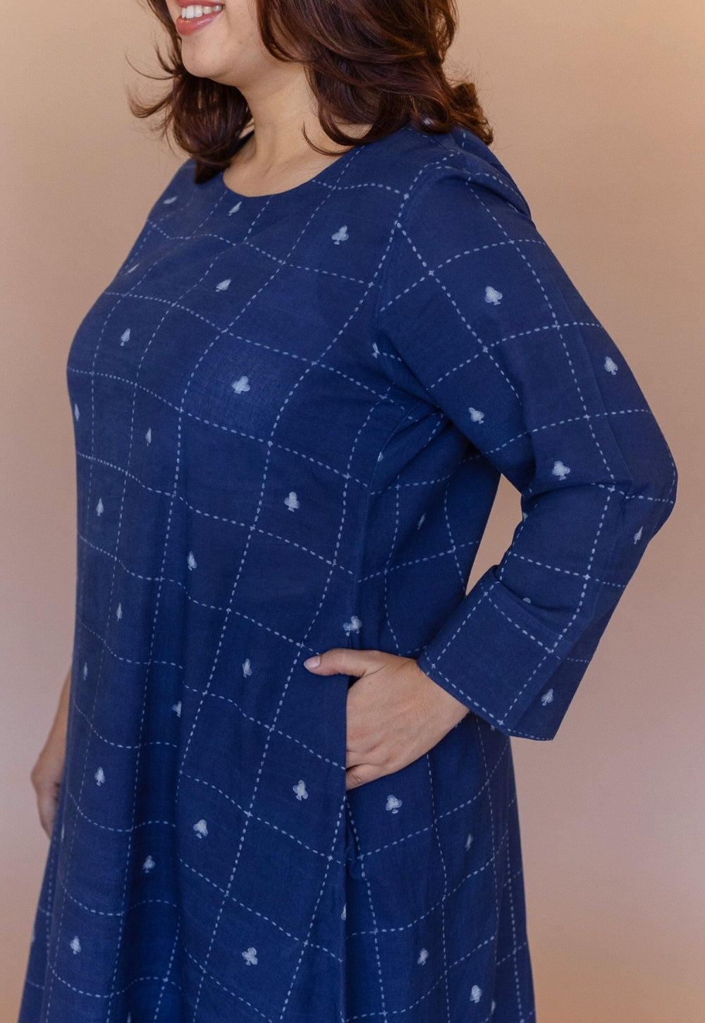Shriya Blue Dabu Cotton A Line Co-Ord Set