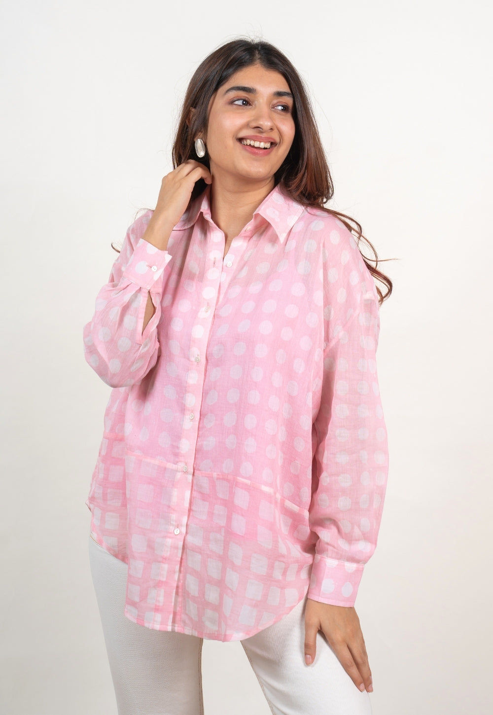 Ruhi Pink Batik MulMul Anti-Fit Shirt
