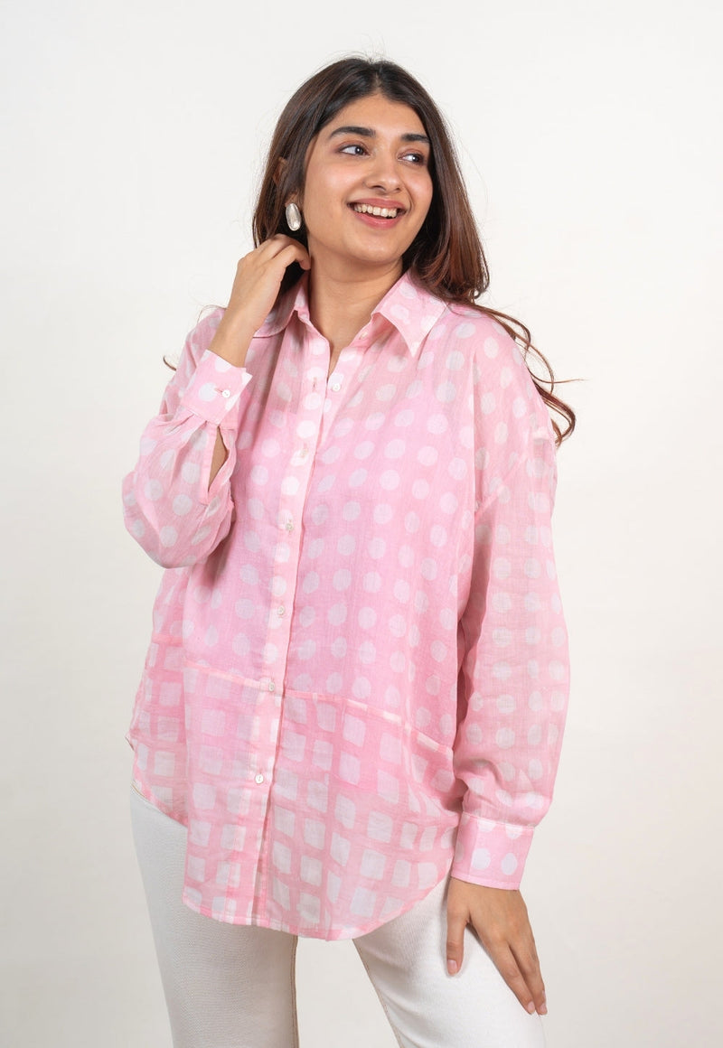 Ruhi Pink Batik MulMul Anti-Fit Shirt