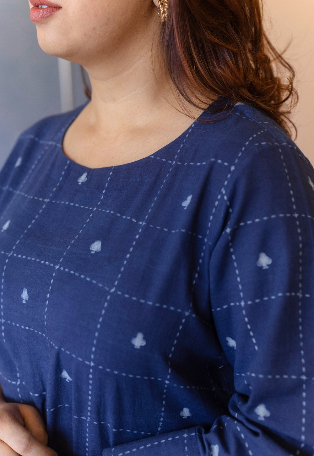 Shriya Blue Dabu Cotton A Line Co-Ord Set