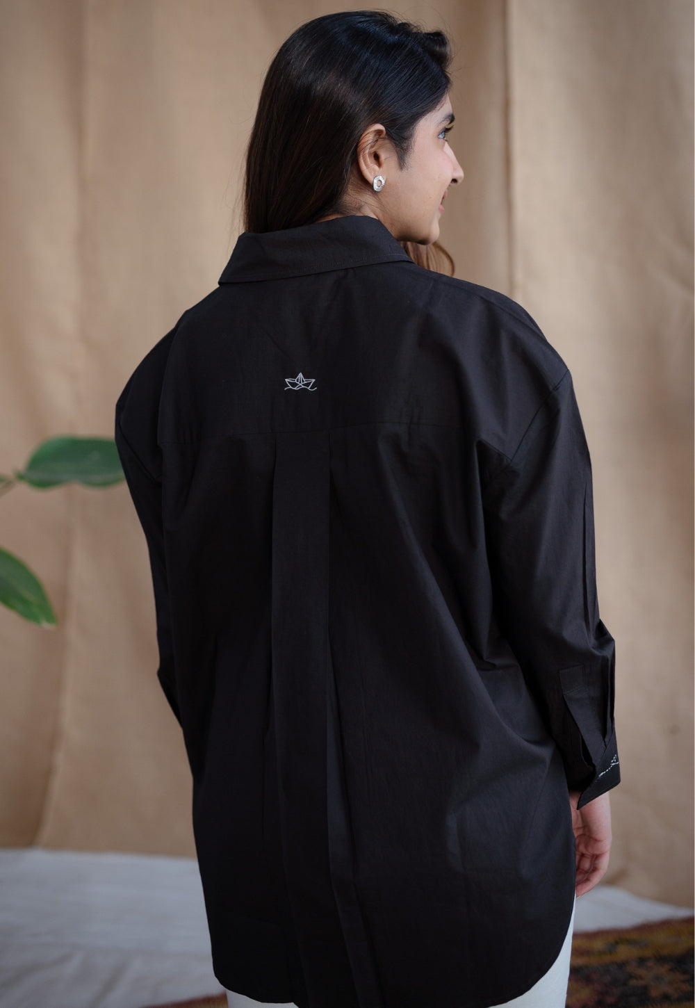 TIECO DyeVerse - Black Poplin Cotton Embroidered Shirt