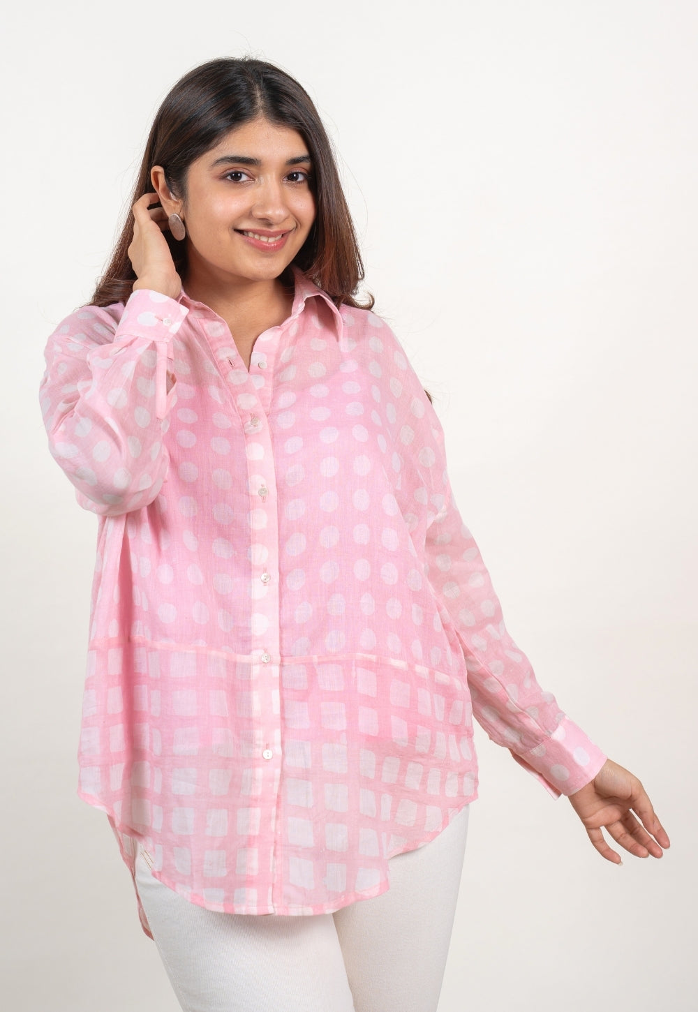 Ruhi Pink Batik MulMul Anti-Fit Shirt