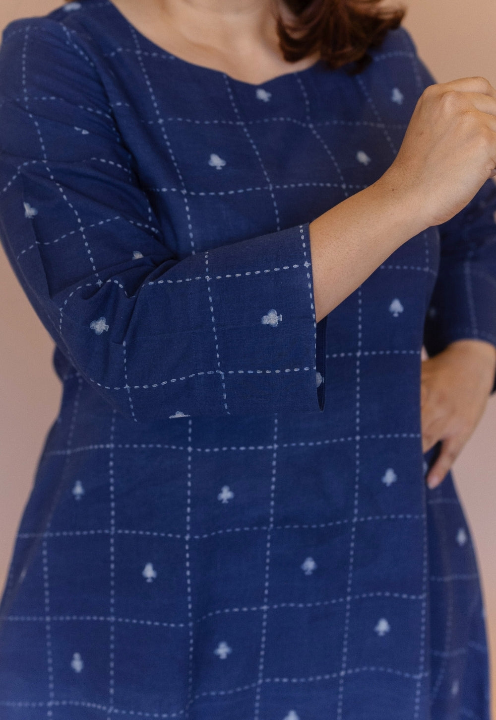Shriya Blue Dabu Cotton A Line Co-Ord Set