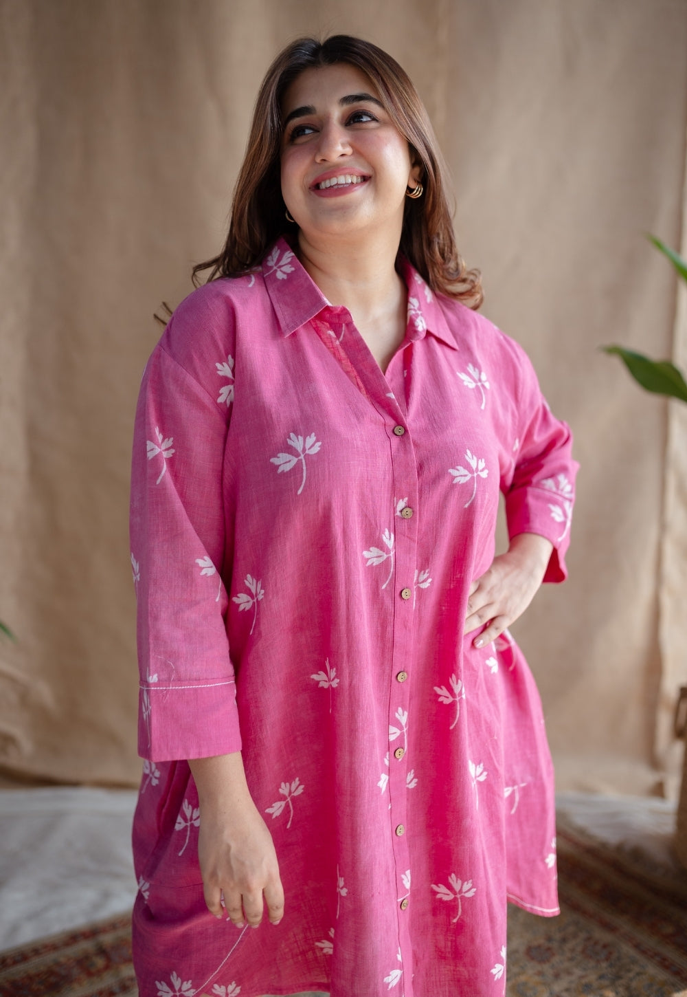Elijah Dabu Slub Cotton Embroidered Dress