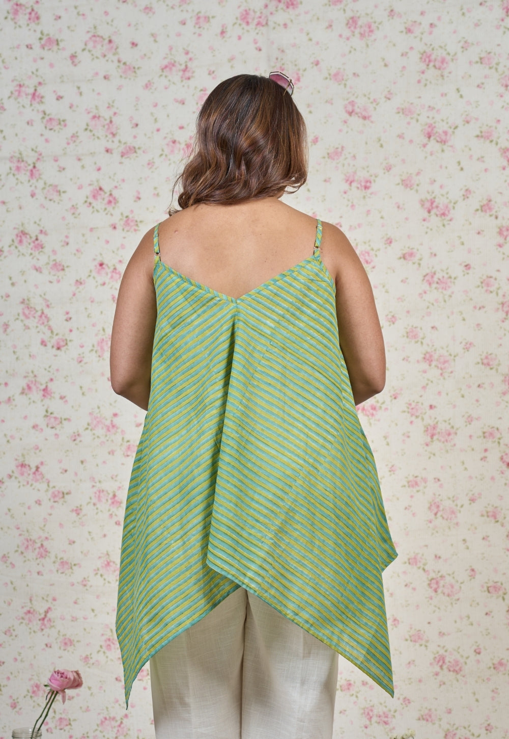 Fiona Green Sanganeri Mul Cotton A Line Short Top