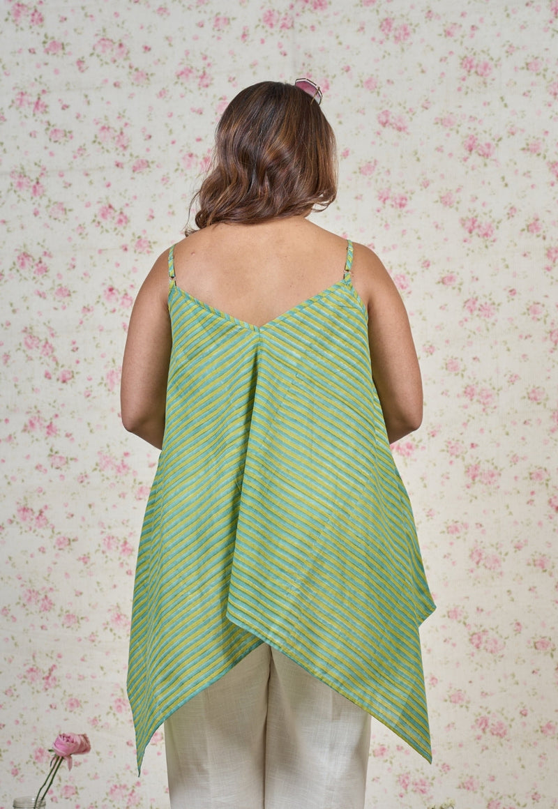 Fiona Green Sanganeri Mul Cotton A Line Short Top
