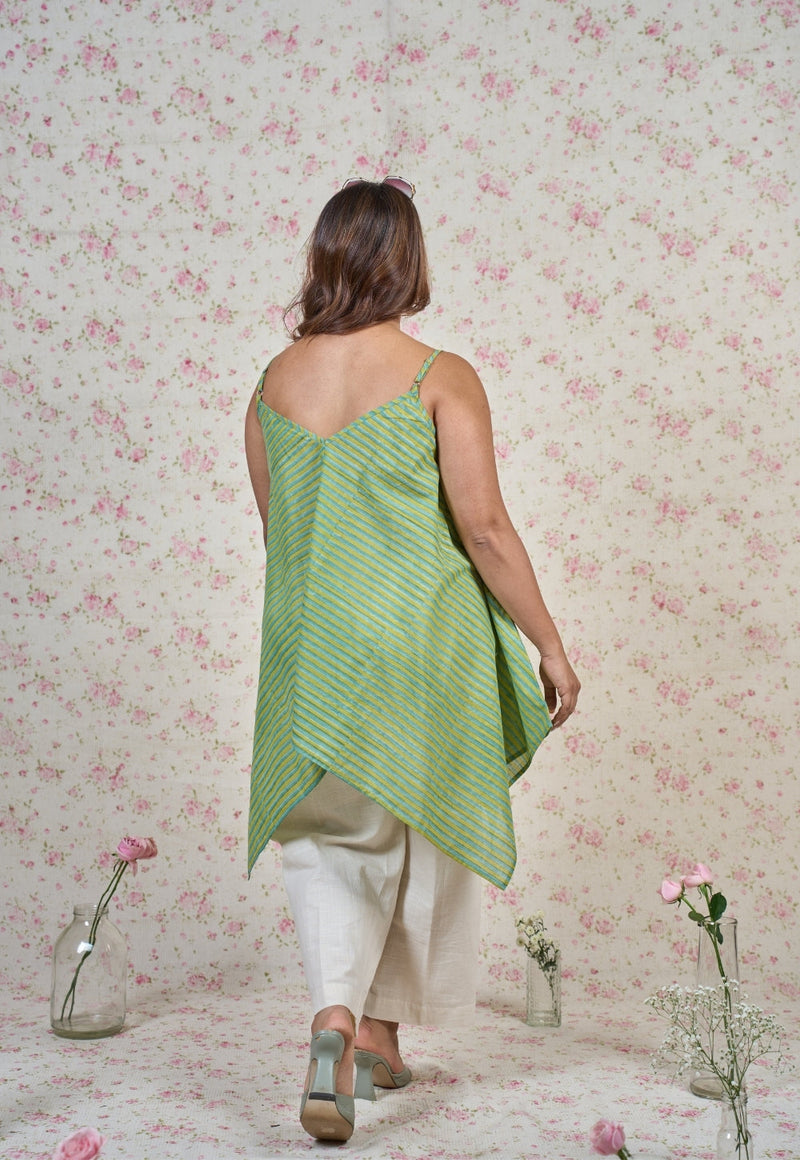 Fiona Green Sanganeri Mul Cotton A Line Short Top